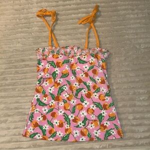Draper James Collab Lands End Pink and Orange Floral Bikini Top Tankini NWT